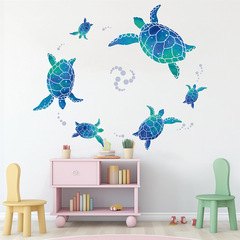 廠家批發新款海龜臥室客廳可移除裝飾防水8張一套牆貼