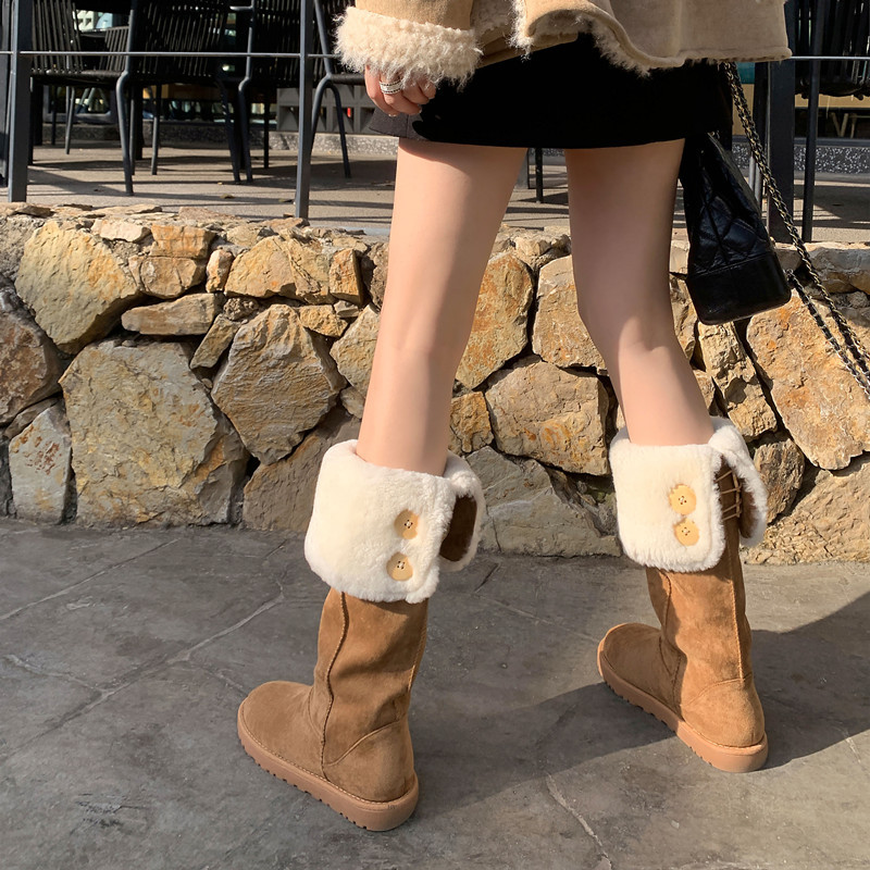 Universal casual fashionable keep warm low boots platform flat