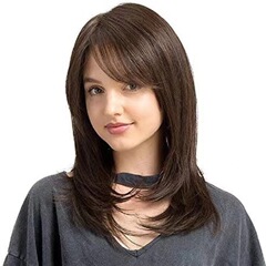アマゾンの人気モデル欧米のかつら女性wigは肩の黒い茶色の高温の糸の頭のカバーのファッションの日常に偏っています。