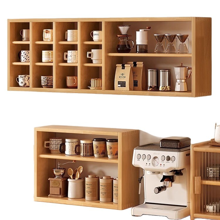 Portavasos de madera maciza Portavasos de pared Portavasos de almacenamiento Taza de café Taza de agua Soporte de exhibición de pared Estante de taza de té