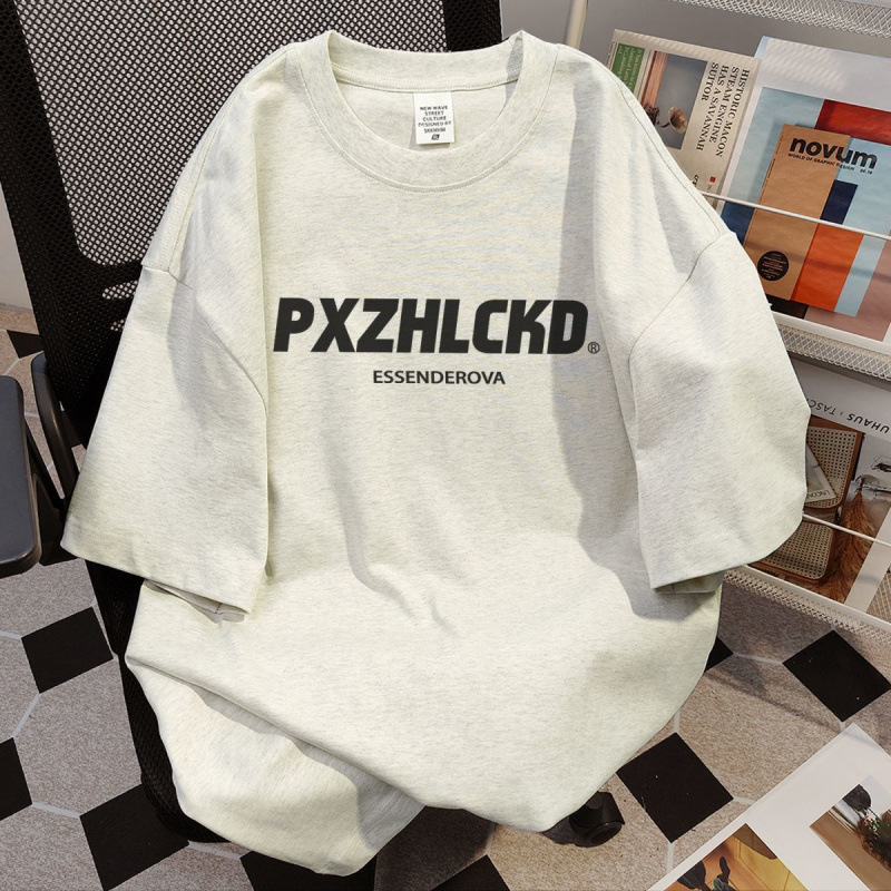 綿 100% 韓国スタイルのシンプルなレタープリントネイビーブルー半袖 Tシャツ女性の夏のルーズミッドレングストップスイン|undefined