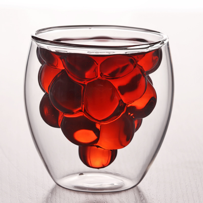 Factory Wholesale Ins Style Creative Double Glass Water Cup Fruit Shaped Cup Coffee Juice Cup Household Drinking Cups