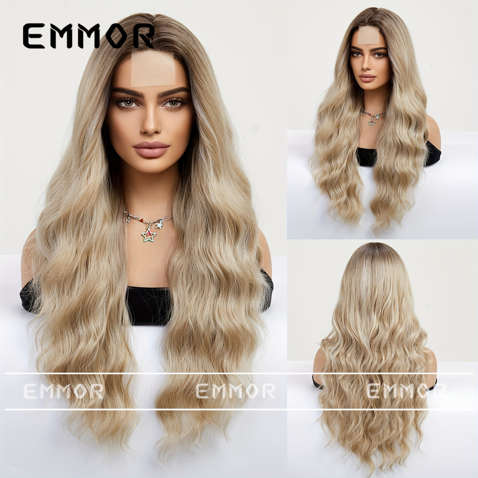 Venta caliente transfronteriza de Amazon, encaje de frente multicolor, ondas grandes, cabello largo y rizado, peluca de moda, cabello completo