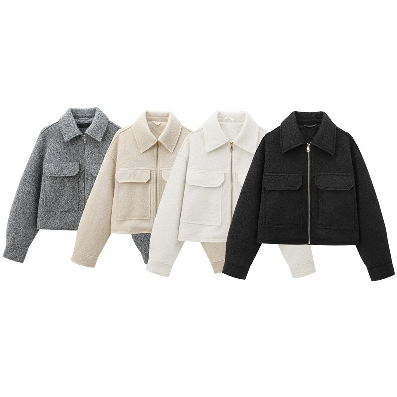 Jacket with zipper, for import, European style