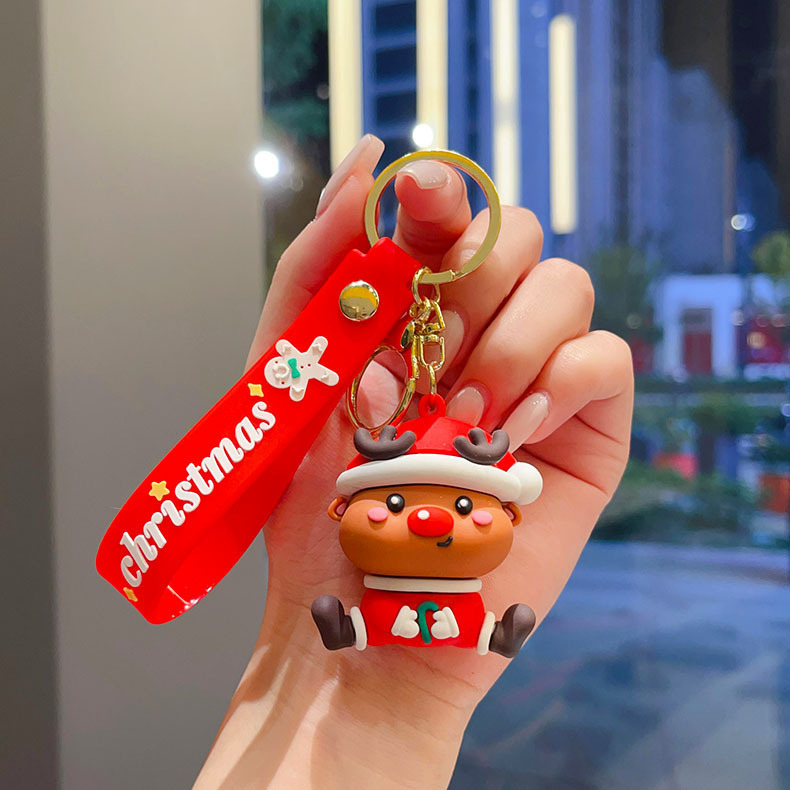 国境を越えたサンタクロースのキーホルダークリスマスペンダントクリスマスツリートナカイ人形バッグキーホルダープレゼント卸売り|undefined