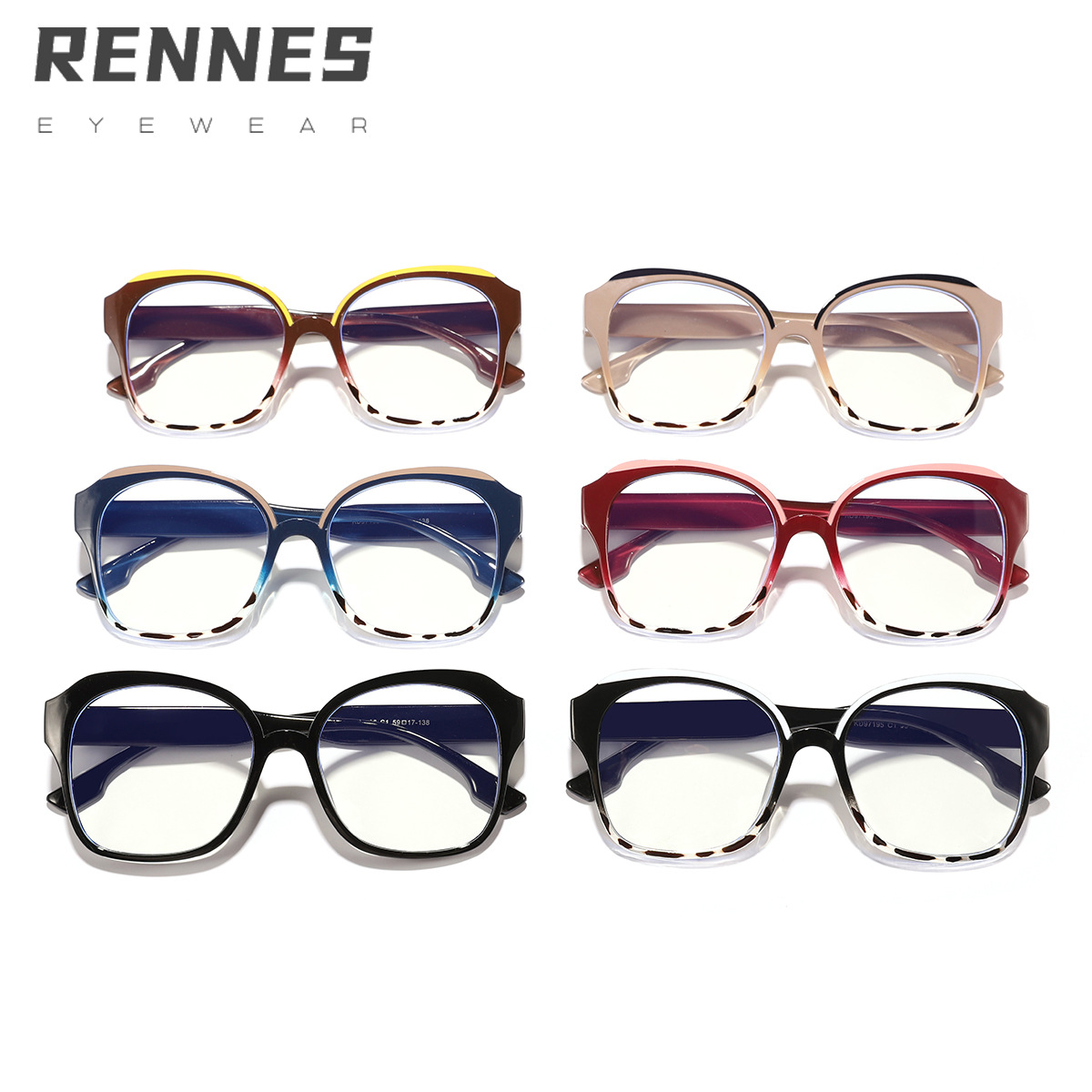 Nuevo estilo al por mayor marco grande cuadrado anti-azul marco de gafas de mujer color de empalme celebridades de Internet europeas y americanas moda con espejo plano