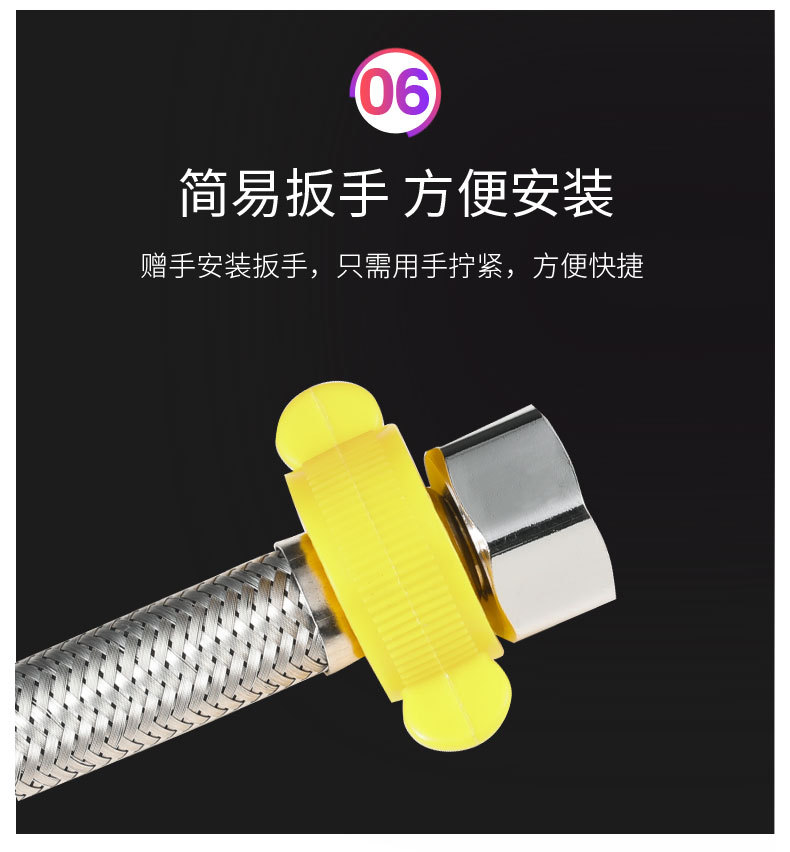 304 stainless steel high-pressure explosion-proof metal braided hose water heater, toilet, cold and hot faucet inlet and outlet pipes, 4 minutes undefined