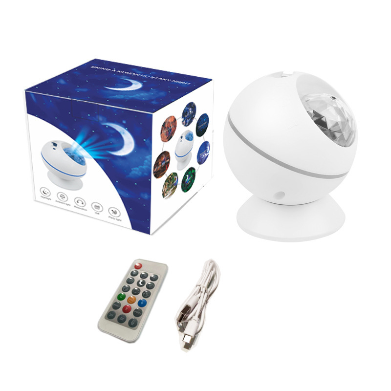 Proyector LED de cielo estrellado para coche y hogar, luz ambiental oceánica con control por voz y USB