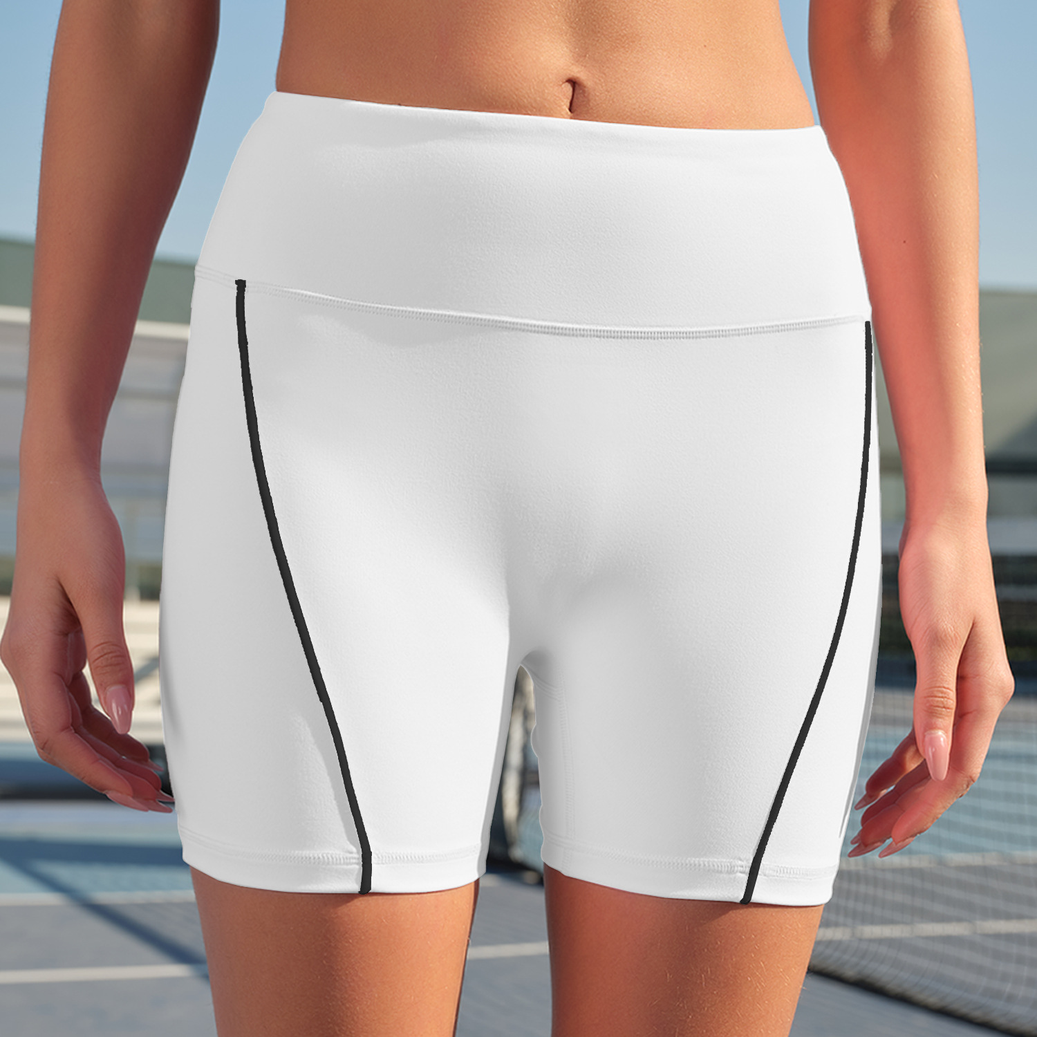 Conjunto deportivo para mujer estilo europeo y americano con efecto segunda piel, top deportivo con tirantes finos y bloques de color para yoga, conjunto deportivo para correr con control de abdomen y efecto levanta glúteos.