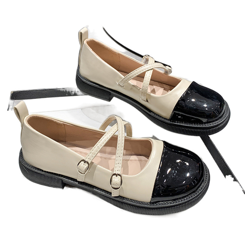 메리 제인 여성 신발 2024 봄과 가을 새로운 스타일의 작은 가죽 신발 여성 여름 프랑스 싱글 레이어 신발 스커트