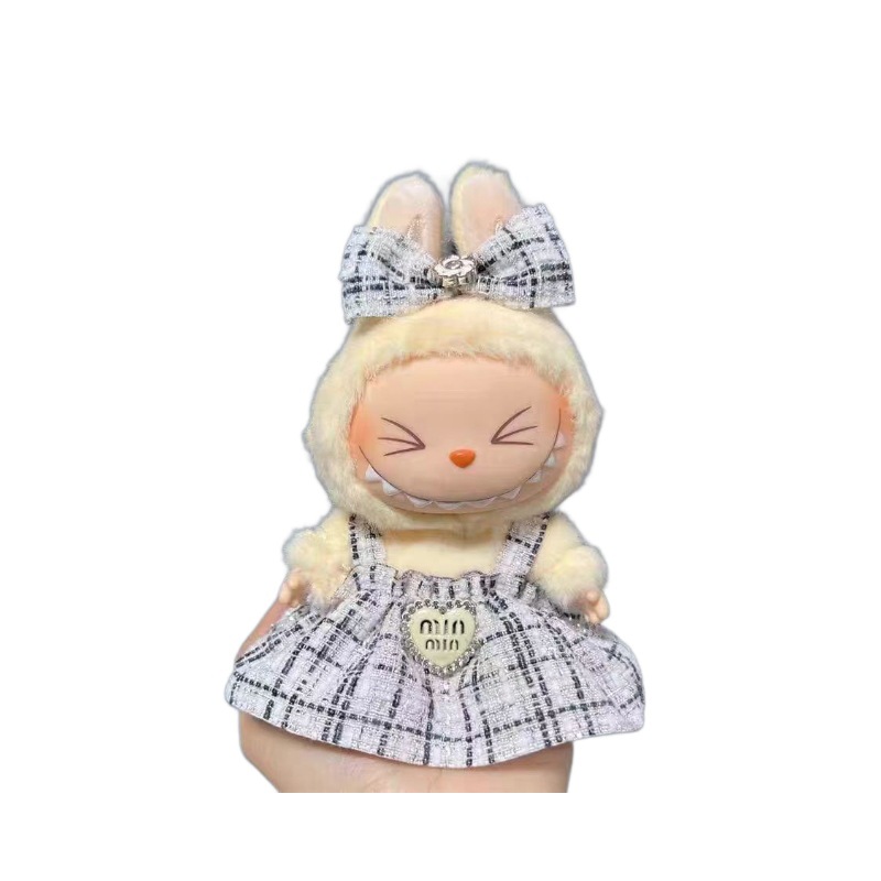 17 cm LABUBU una y dos generaciones de muñecas de polilla universal caja ciega fiesta pequeña falda de viento serie de accesorios de ropa de bebé