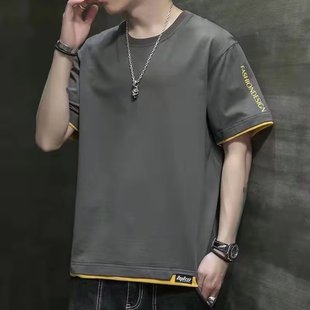 Source Manufacturer Men's Short-Sleeved T-Shirt Summer 2024 New Thin Ice Silk Breathable T-Shirt Trendy Student Tops for Men