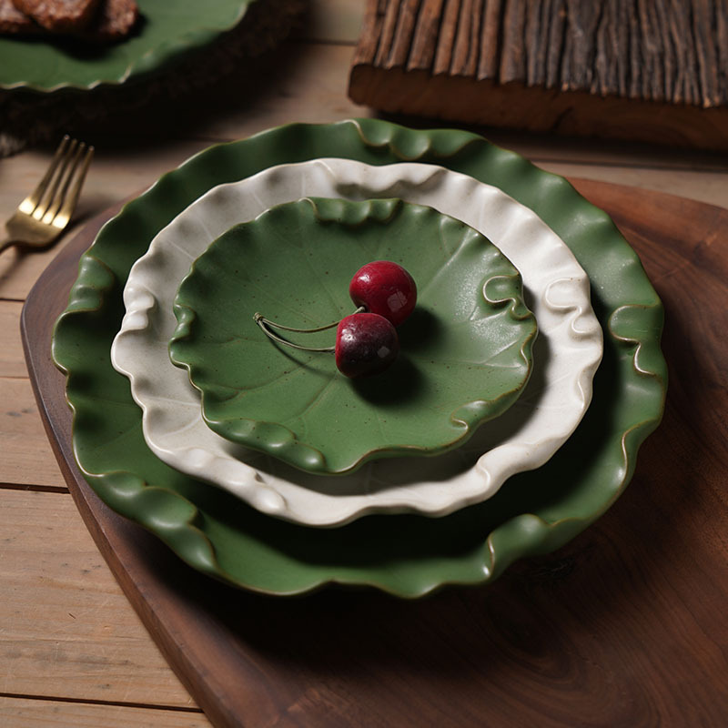 Japanese rough pottery retro plate household creative dishes western…
