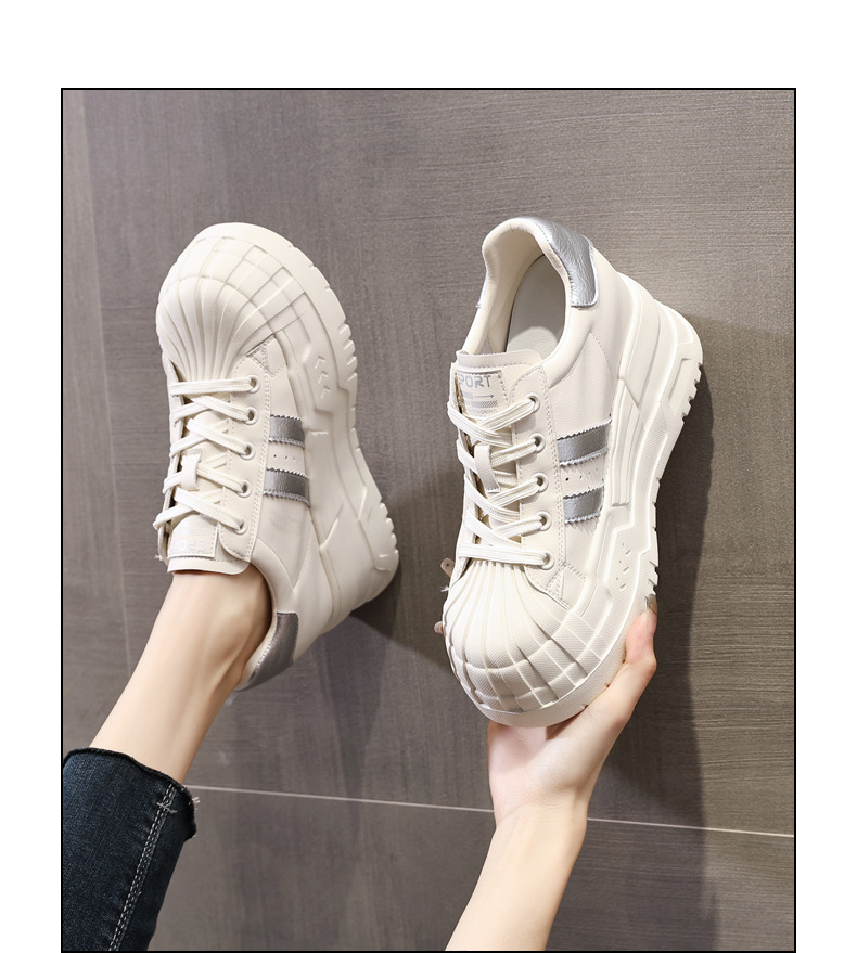 Giày sneaker nữ đế dày độn cao bên trong, phối màu be dễ phối đồ, form chunky thoải mái — Màu be chi tiết 14
