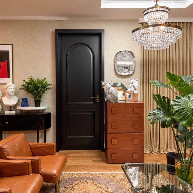 Free Measurement French Door Bedroom Door Door-To-Door Room Door Full Package Installation Wooden Door Custom-Made Painted Indoor Wooden Door