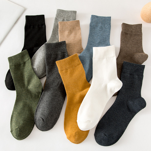 New socks men's mid-calf socks autumn and winter men's socks solid color cotton socks men's classic sports casual business socks long socks