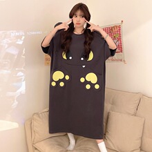 现货小红书2026新款女生睡裙短袖棉质卡通可爱夏季薄款大码家居服