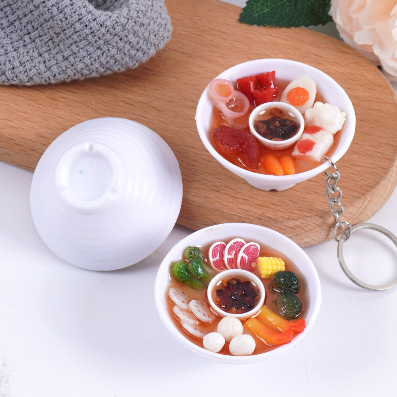 仿真食物碗水煮菜钥匙扣减脂餐食玩海鲜虾仁滋补汤挂件广告小礼品|undefined