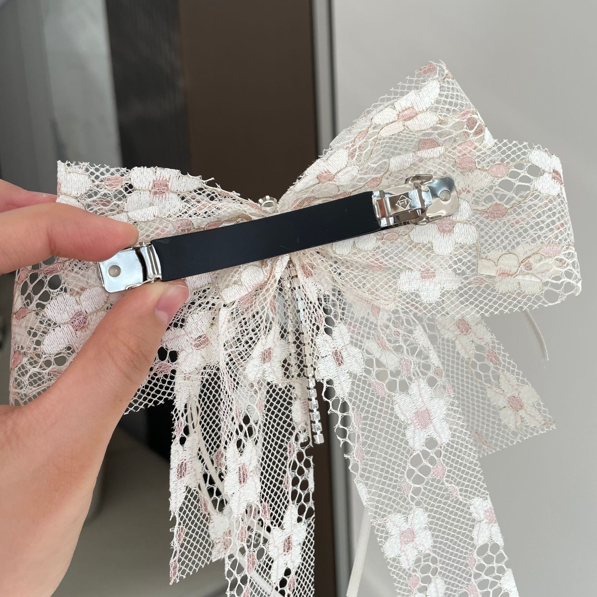 All Seasons Season Women's Gender Sweet Style Sweet Women's Bow Knot Cloth Rhinestone Hair Clip