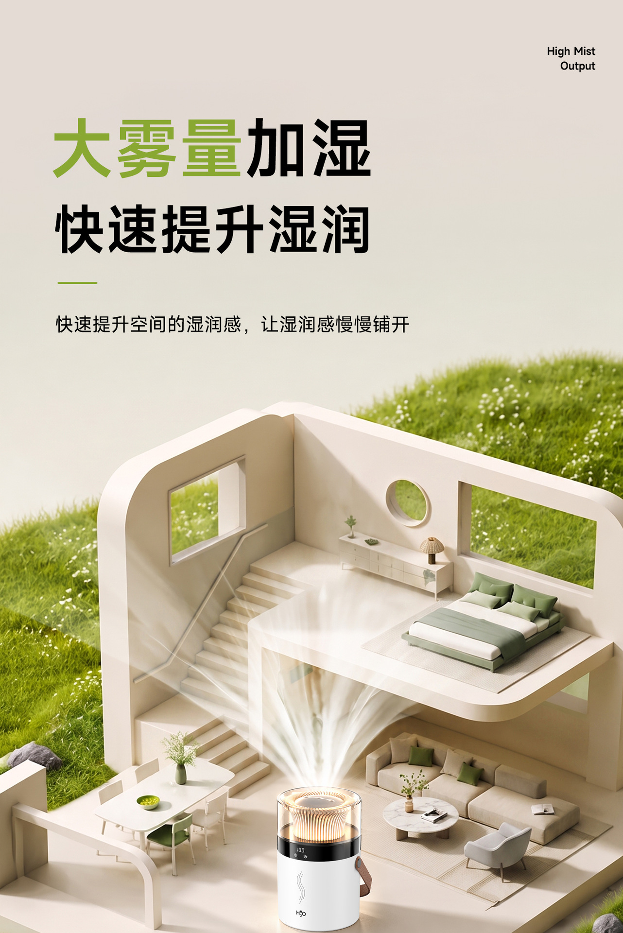2025 New Humidifier Dual Spray Large Mist Volume Atmosphere Light Home Bedroom Dorm Stable Humidity Aromatherapy USB Humidifier