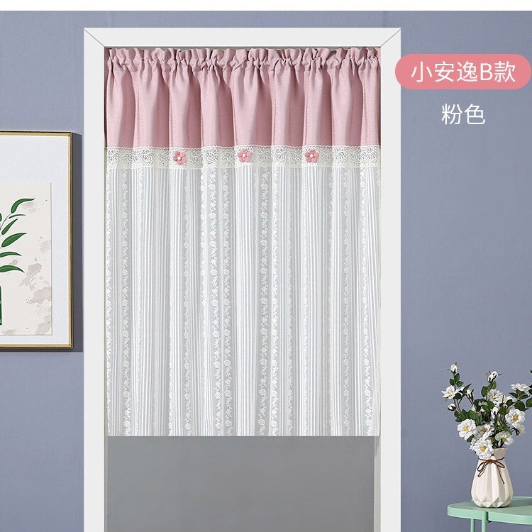 Fresh Solid Color Door Curtain for Privacy, Short Curtain for Bedroom, Entrance, Balcony Partition, Half Curtain, Small Curtain, No Drilling Required