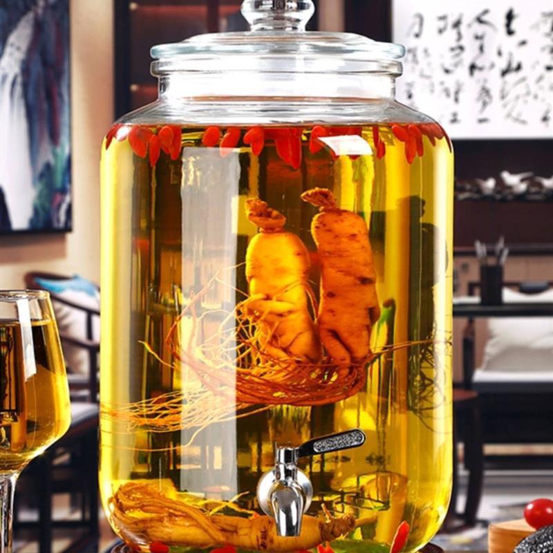 鉛フリー厚い泡酒つぼガラス泡酒瓶家庭用広口人参醸造酒瓶酵素ジュース缶蛇口付き|undefined