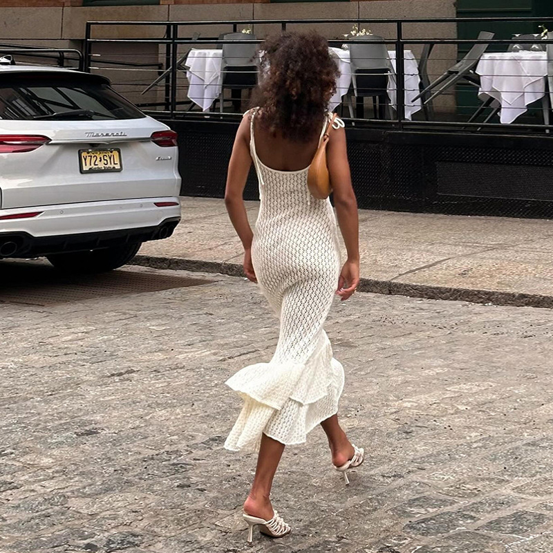 Sexy Böhmisches Gestricktes Strandkleid Für Damen Mit Trägern_voghion.com
