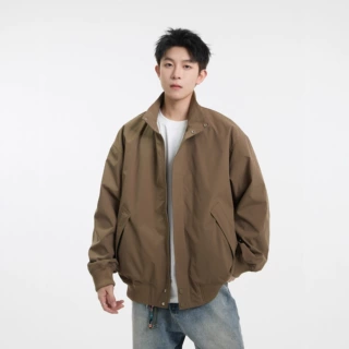 秋冬季美式飞行哈灵顿棉衣男立领棒球情侣卡其色cleanfit棉服外套