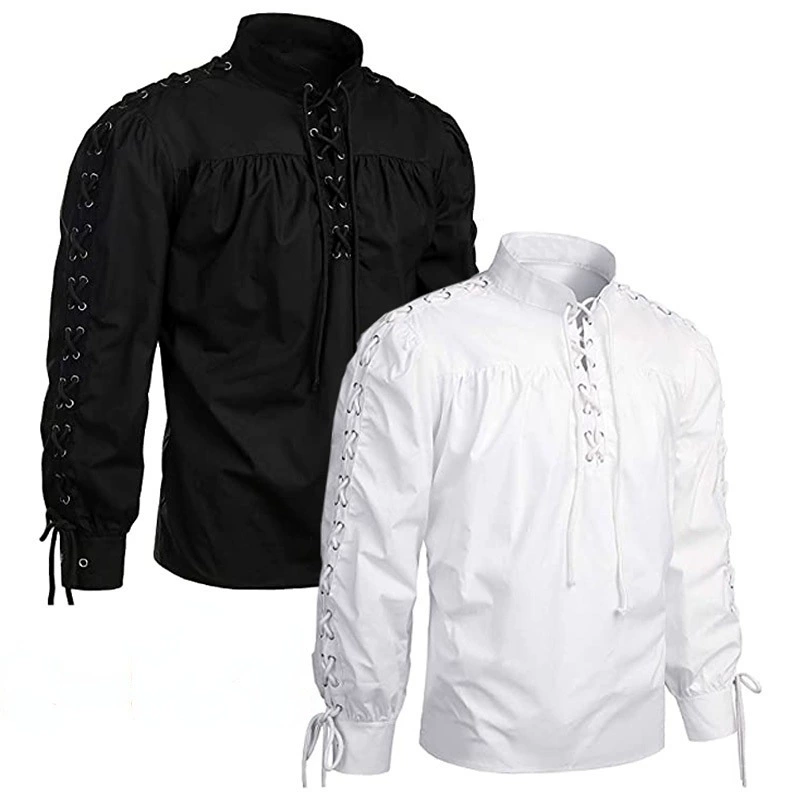 Высококачественная модная мужская повязка с длинным рукавом, средневековая ренессансная рубашка, Готическая Мужская рубашка воина