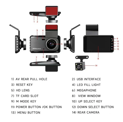 Driving recorder Recorder 4inch Dashcam 1080P