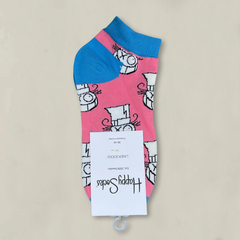 HappySocksハイスキンのショートソックスの漫画の浅い口の低い女性のスウェーデンのファッションのタイプのソックスの春夏のカラー