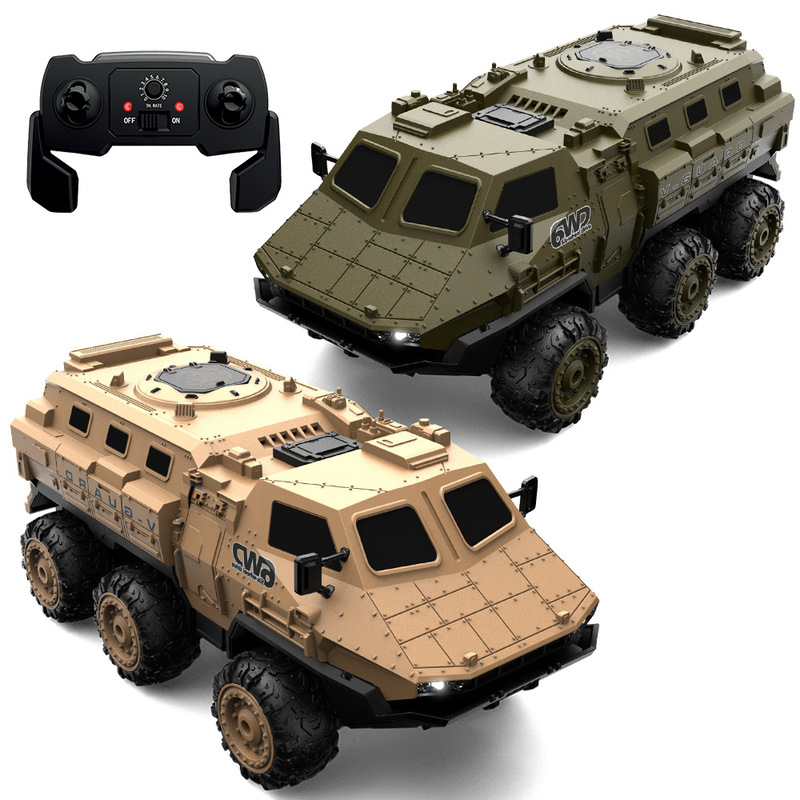 Cross-border 1:16 six-wheeled armored remote control vehicle simulation military carrier truck high-speed climbing 2.4G model toy car