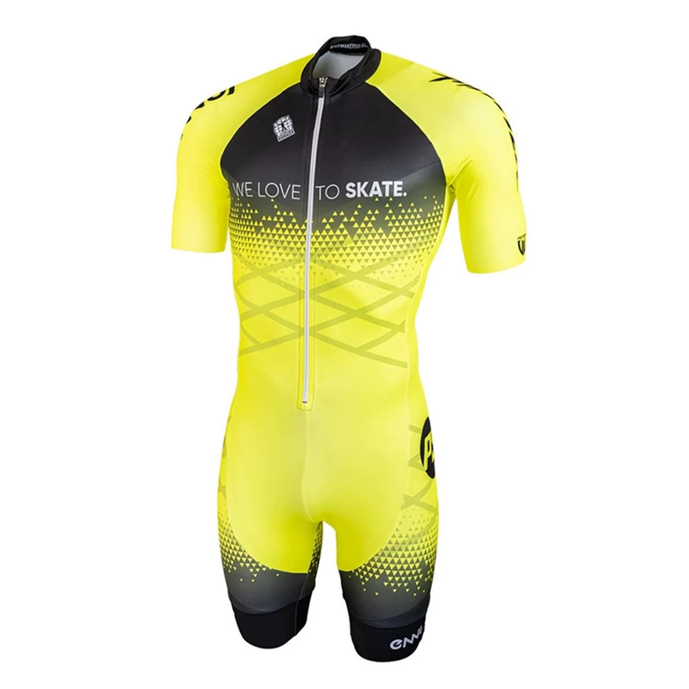 Кroupers? Нам нужно перевод: Powersline roller skating suit quick-drying breathable summer short-sleeved straight-wheel onesie triathlon clothing without pads