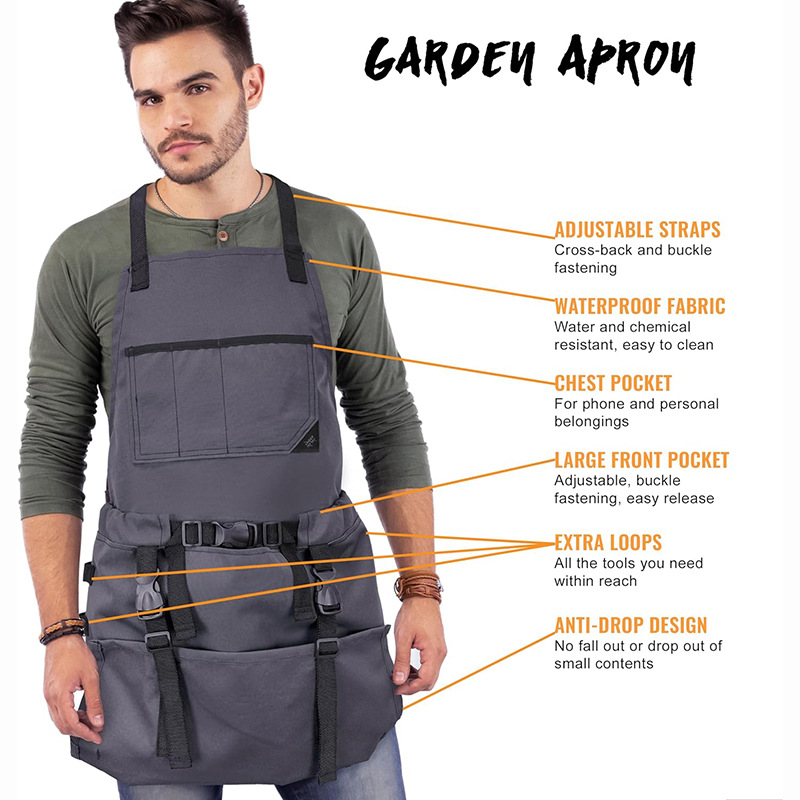 Fronteriza poliéster algodón delantal largo y corto cinturón granja huerto verduras fruta recolección ropa de trabajo delantal de liberación rápida