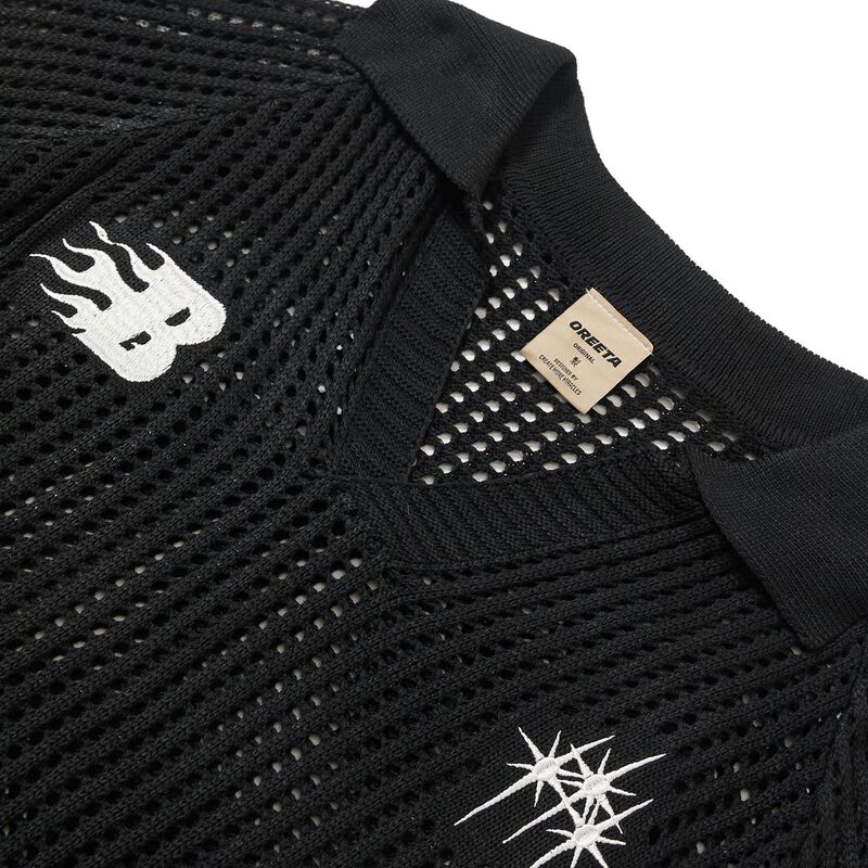 OREETA国潮網目抜きvネック半袖tシャツ男女潮牌ゆるいカジュアル襟POLOニット|undefined