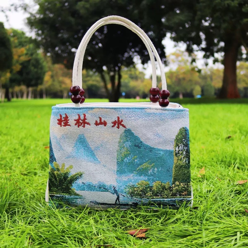新しいエスニックスタイルハンドバッグゴールドシルク両面刺繍カジュアルキャンバスバッグファッショナブルで多用途な通勤クロスボディバッグ|undefined