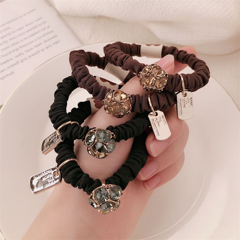 Luz lujosa cuerda de cabello mujer diamante de alta elasticidad y duradero anillo de cabello intestino delgado no daña el cabello cabeza de banda de goma adornamiento para el cabello