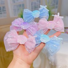 可爱贝壳海洋雪纺蝴蝶结发夹儿童发卡刘海碎发边夹发饰不伤发女童