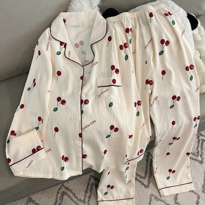 Cloud Cotton Pajamas for Women Spring and Autum Cute Puppy Cartoon Long-Sleeved Popular Ins Cartoon Bear Home Wear Set