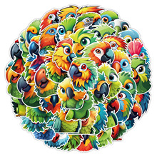 50张彩色鹦鹉涂鸦贴纸行李箱滑板吉它装饰贴画防水创意儿童贴纸