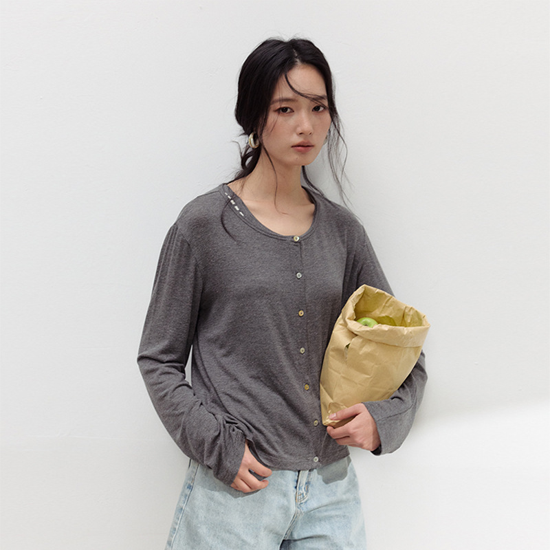 春夏醋酸亚麻开衫女新款天丝莱赛尔薄款百搭外套简约纽扣条纹上衣