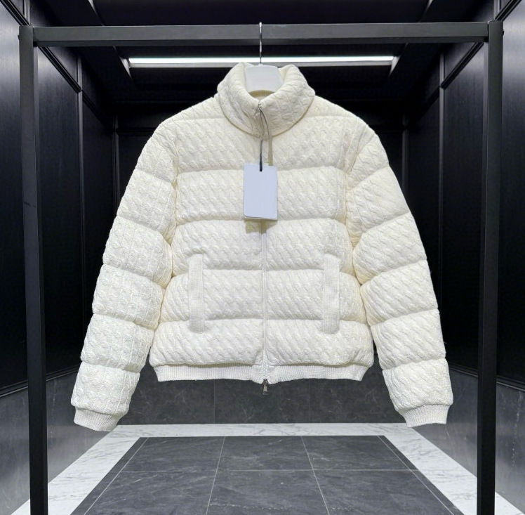 高品质毒家拉夫25fw冬季新款夹层羊毛棉质绞花针织拼接开衫羽绒服|undefined
