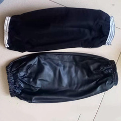 皮革袖套加肥加大防水防油加厚PU皮革套袖工作防護袖頭勞保廠家