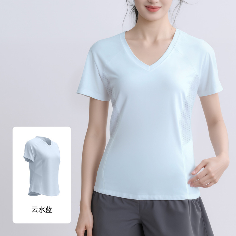 聚衣堂夏季新款后背网纱款式健身短袖户外跑步运动瑜伽服短袖|undefined