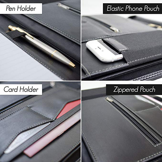 Wholesale Pu Leather L A4 Padfolio Briefcase Letter Size Multifunctional Tablet Sleeve Card Pocket Compartment Insert