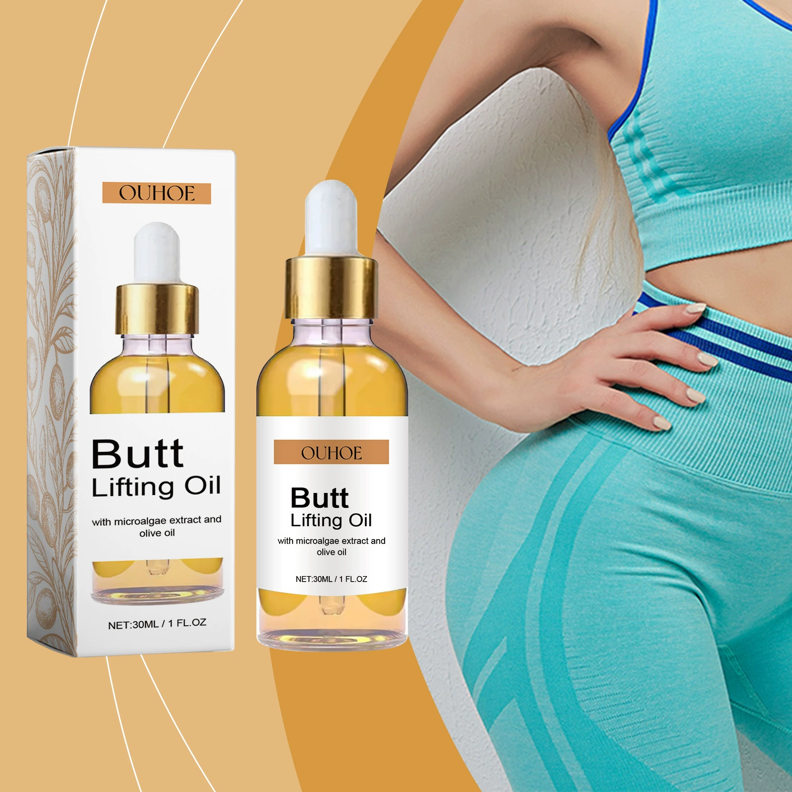OUHOE Масло для ухода за кожей ягодиц Уход за ягодицами Питает эластичность кожи Увлажняющее эфирное масло для массажа тела