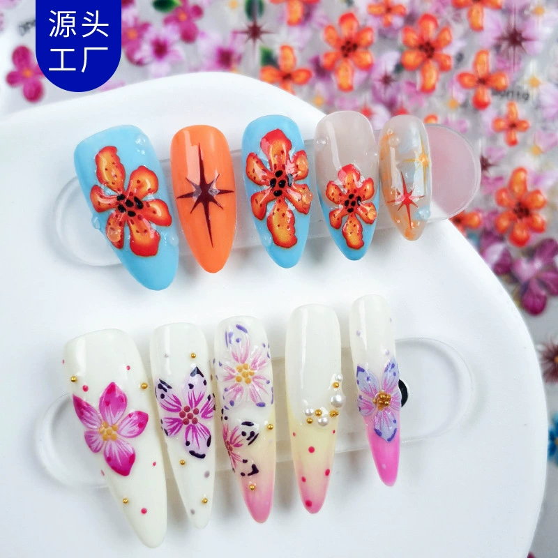 Новый цветок Майрада Дьявол цветок рельефный маникюр наклейка