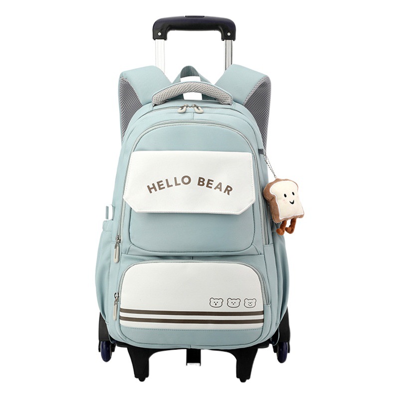 Mochila de carro de pescado natural Venta caliente europea y americana de gran capacidad de estudiante de escuela primaria de doble uso Mochila De seis ruedas de impresión de escalada de escaleras