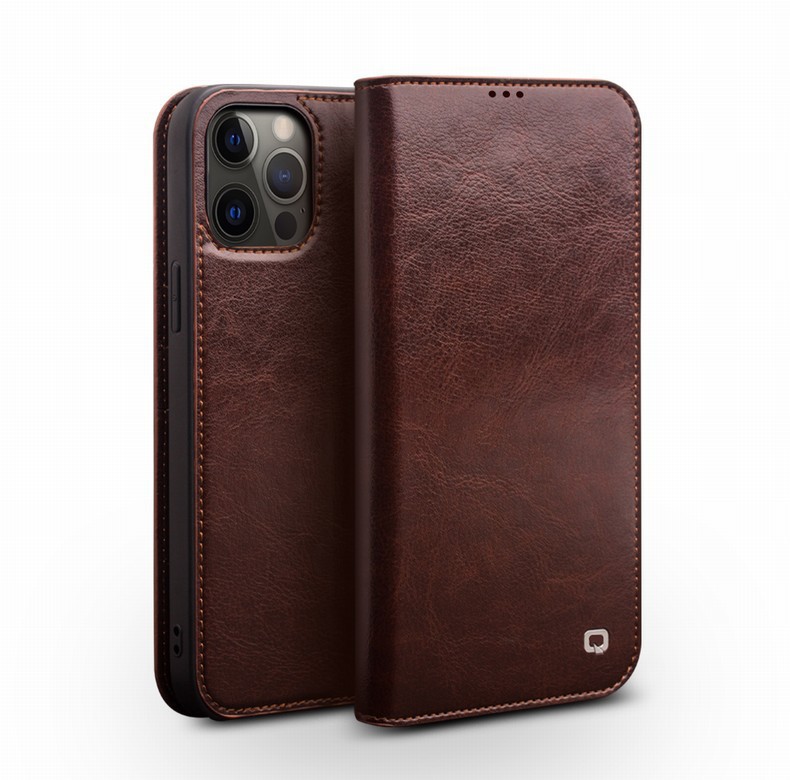 Ốp lưng da thật gập bảo vệ thẻ cho iPhone 12 Pro Max / 12 mini — IPhone12 mini 5,4 inch màu nâu cổ điển, IPhone12 mini 5,4 inch màu đen cổ điển, IPhone12 Pro 6,1 inch màu nâu cổ điển, IPhone12 Pro 6,1 inch màu đen cổ điển chi tiết 20