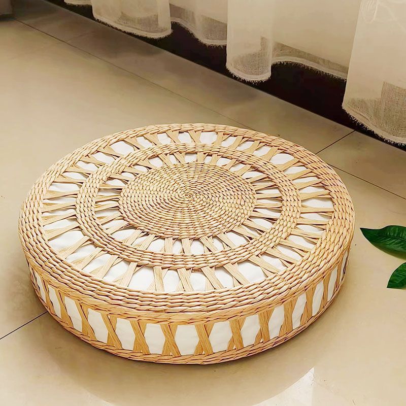 Estuilla de futón de paja artesanal nórdica en el suelo de estilo tatami japonés estuilla de ventana flotante doméstica adorando al budismo estuilla de meditación